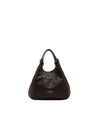 Gianni Chiarini Ostrich-Embossed Leather Shoulder Bag with Dual Handles