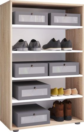 ebuy24 Ebuy24 - Gabinete De Zapato De Madera Vcm Dimensiones: Al. 110 X An. 70 X P. 37 Cm Gabinete Todo Uso 5 Compartimentos Sin Puertas - Lona (sonoma Roble