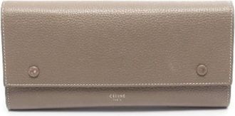 Celine Pre-owned Large Flap Multifunction Leather Long Wallet - Dames - Vintage Accessoires - Grijs - ONE Size - Leer - Vintage