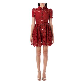 Self Portrait Burgundy Lace Collared Mini Dress