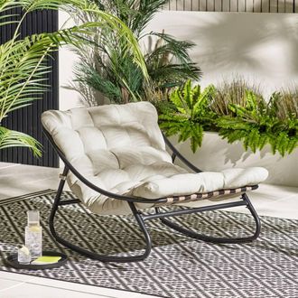 Furniturebox Hydra Metal Outdoor Garden Rocking Chair in Cream