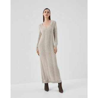 Brunello Cucinelli WomenS Feather Stracciatella Knit Maxi Dress, Size M