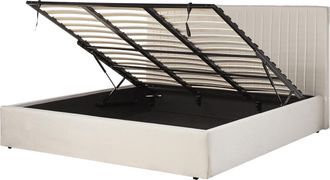 Beliani Beliani - Cama Con Almacenaje De Tela Beige 180 X 200 Cm Cabecero Capiton&eacute; Vion