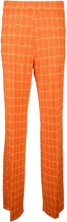 Caractere Fluid Viscose Stretch Trousers with Circular Pattern