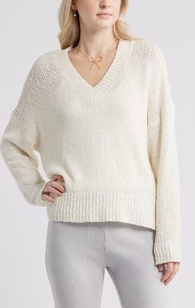 BP. Oversize V-Neck Sweater in Ivory at Nordstrom Rack, Size X-Small