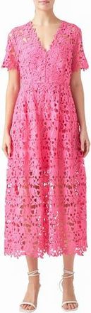 endless rose Allover Lace Midi Dress in Pink at Nordstrom Rack, Size X-Small