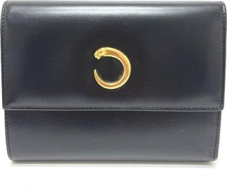 Cartier Panth&egrave;re Black Leather Wallet (Tri-Fold) (Pre-Owned)