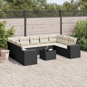 vidaXL Vidaxl - Set Divani Da Giardino 10pz Con Cuscini In Polyrattan Nero