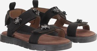 P&egrave;P&egrave; Girls Sandals Leather And Fabric Black