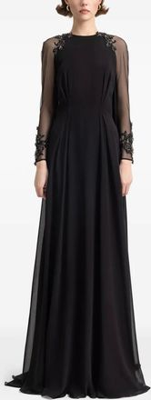 Gemy Maalouf beaded cape-detail maxi dress - Black