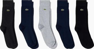 Lacoste Mens Lacoste Organic Stretch Cotton 5 Pack Socks Navy/Grey/Black - Black/Black/Grey/Black/Black - Size: 7/7.5/6/6.5/5.5/8