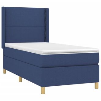 vidaXL Cama Box Spring Con Colch&oacute;n Tela Azul 90x190 Cm Vidaxl