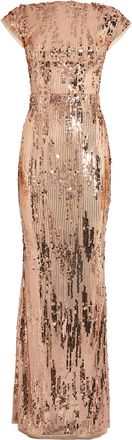 Talbot Runhof Sequined Cap-Sleeve Gown Size S