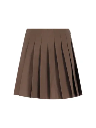 Maison Margiela Brown Virgin Wool-Blend Pleated Mini Skirt