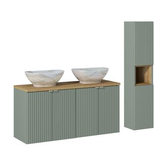 Petits Meubles Conjunto de muebles doble lavabo paneles de melamina y mdf verde