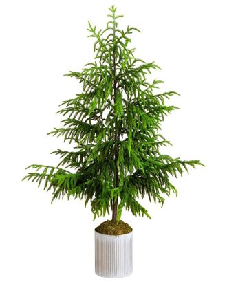 Nearly Natural 5Ft. Artificial Real Touch Norfolk Island Pine In Metal Tin Planter