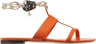 Jimmy Choo London Reed Leather Flat Sandals, Brand Size 36.5 ( US Size 6.5 )