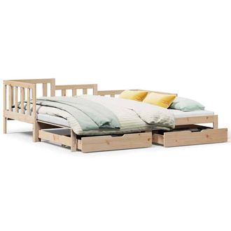 Berkfield Home Daybed with Trundle & Drawers without Mattress 90x190 cm Single in Natural