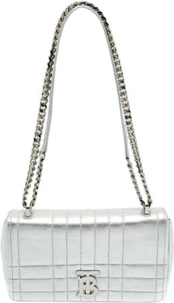 Burberry Pre-owned Shoulder Bags, female, Gray, Size: ONE SIZE Pre-owned Canvas Shoulder Bag