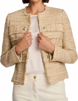 Weill Fringe Tweed Officer Jacket In Camylle Beige