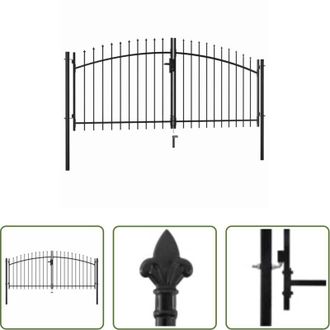 vidaXL vidaXL Cancello in acciaio - Cancello per recinzione a doppia porta Woerden con punta a lancia 299,5x149,5 cm
