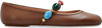 Gianvito Rossi Leren balletflats Shanti Mary Jane - Dames - Ballerinas - Bruin - 41 EU - Leer - Schoenen