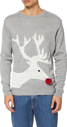 NIZZIN Unisex Christmas Jumper Amaryllis, Grey, X-Large