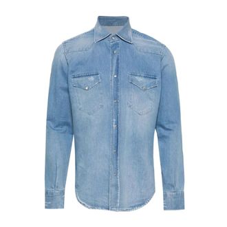 Sartorio Napoli Texas Katoenen Denim Shirt - Heren - Spijkeroverhemden - Blauw - L - Katoen - Overhemden