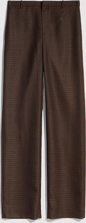 Gucci Gingham Polyester Wool Pants, Brown