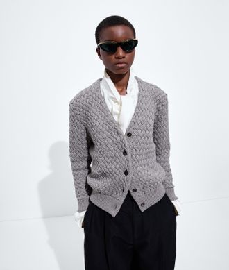 Bottega Veneta Cardigan Intrecciato in lana - Grigio - Donna - XS