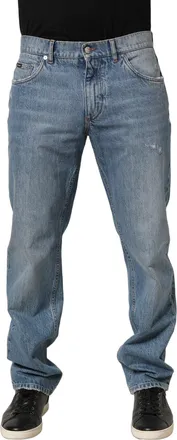 Dolce & Gabbana Mens Light Blue Washed Midwaist Classic Denim Jeans Cotton Clothing