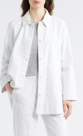 Eileen Fisher Organic Cotton Chore Jacket in White at Nordstrom, Size Xx-Small