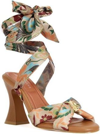 Azalea Wang Elandra Ankle Wrap Sandal in Brown Multi at Nordstrom, Size 7.5