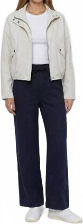 MARRAKECH Allen Stretch Linen Wide Leg Pant In Night Navy