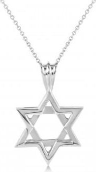 Allurez Jewish Star of David Pendant Necklace Sterling Silver