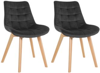Clp Set De 2 Sillas De Comedor Brook En Terciopelo Negro