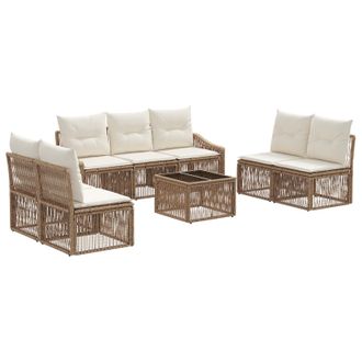 vidaXL Conjunto De Sof&aacute;s De Jard&iacute;n 8 Pcs Beige Rat&aacute;n Sint&eacute;tico Vidaxl