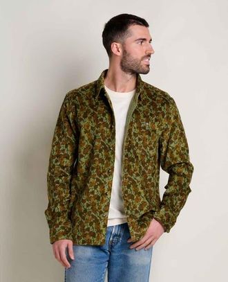 Toad & Co Mens Cascadia Long Sleeve Shirt in Green Moss Leaf Print at Nordstrom, Size X-Large