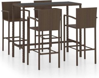 Les Tendances Conjunto De Barra De Jard&iacute;n De Mimbre De Resina Marr&oacute;n 5 Piezas 020013419