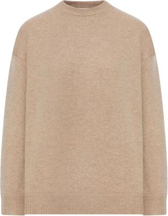 Max Mara Beige Wol Crewneck Sweater - Dames - Ronde hals truien - Beige - XS - Wol - Truien & Vesten