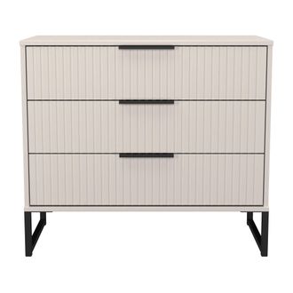 Lewis's Fluted 3 Drawer Chest in Kashmir Matt - Ready Assembled - Lewiss Home | TJ Hughes