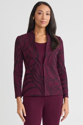 Ming Wang Heritage Rosette Jacquard Knit Jacket in Midnight Violet/black at Nordstrom, Size X-Small