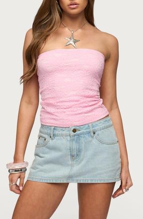 Edikted Eleanora Lace Tube Top in Pink at Nordstrom, Size X-Small