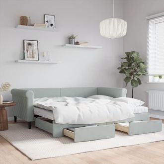 vidaXL Vidaxl - Sof&aacute; Cama Nido Con Cajones Terciopelo Gris Claro 90x190 Cm