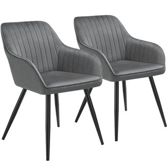 TecTake Dining Chair Marilyn Set Of 2 - Grey/Black in Grey | Size: 2 Pack
