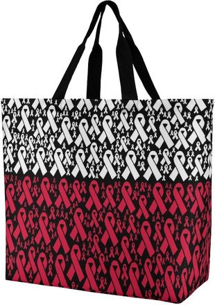 Generic Ribbon Poland Flag Reusable Shopping Bags Large Capacity Grocery Bag Heavy Duty Tote for Women 40x40x16cm