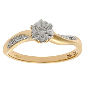 Diamant L'éternel Dames 9ct geelgouden diamanten accentring
