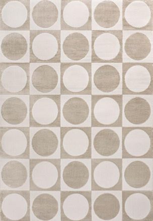 Jonathan Y Designs Helena Modern Geometric Circles In Squares High-Low Area Rug in Beige/cream at Nordstrom, Size 2Ft 0In X 8Ft 0In