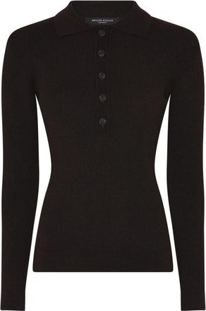 Bruuns Bazaar Anemone BBValea knit polo - Dames - Polos - Bruin - L - Tops