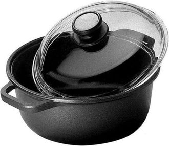 Risoli Pentola in Ghisa Risoli con Due Manici e Coperchio da 28cm - Colore Nero Plus